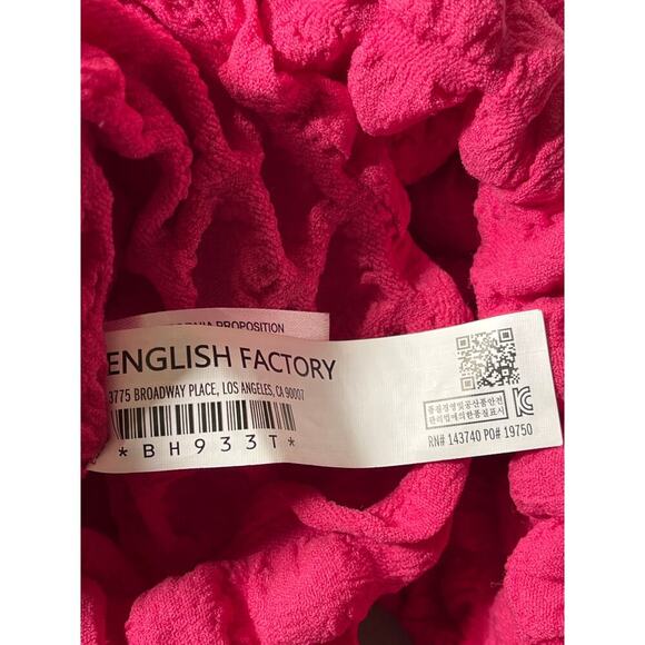 English Factory Mock Neck Popcorn Textured Knit Bubble Sleeve Top XS Pink - Picture 9 of 12